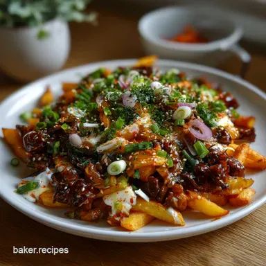 KoreanInspired Loaded Fries: Ultra-Crisp Ribeye & Kimchi Topping Recipe Card