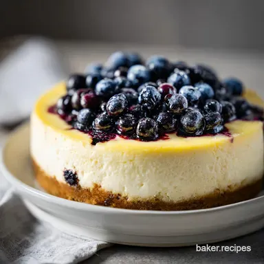 Lemon Blueberry Cheesecake Recipe for 12 Servings Recipe Card