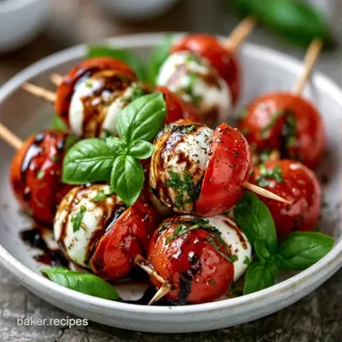 Caprese Skewers in 25 Minutes Recipe Card
