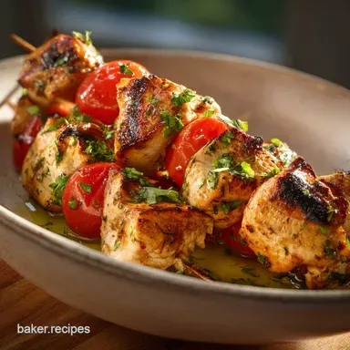 Mediterranean Chicken Kabobs for 4 Servings Recipe Card