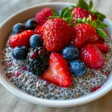 Mixed Berry Chia Pudding Make-Ahead Recipe Card