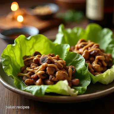 Easy Umami Mushroom Vegetarian Lettuce Wraps with Peanut Drizzle Recipe Card