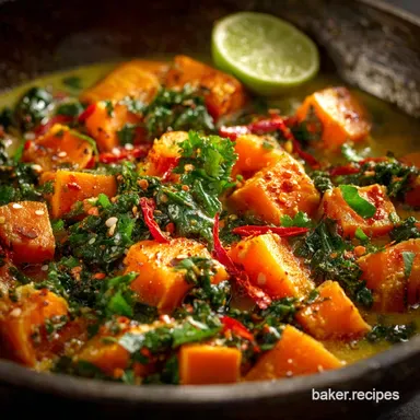 Sweet Potato Recipes: Easy One-Pot Ginger Coconut Curry Recipe Card