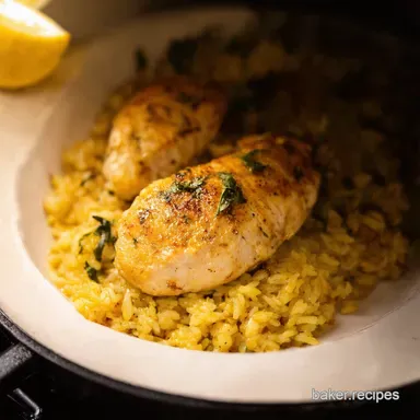 Lemon Herb chicken and rice in the Oven Bake OnePan Wonder Recipe Card