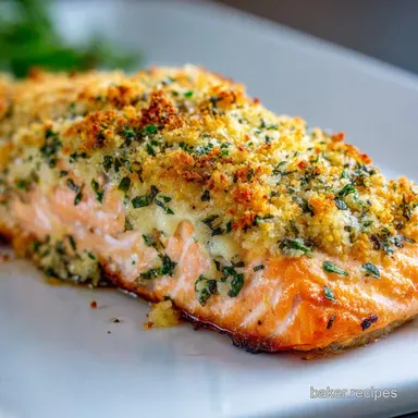 Baked Salmon with Parmesan Herb Crust in 25 Minutes Recipe Card
