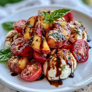 Peach and Caprese Salad in 10 Minutes Recipe Card