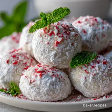 Peppermint Snowball Cookies Recipe - Over 30 Min Recipe Card