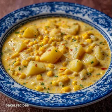 Potato Corn Chowder: Velvety and Rich Recipe Card