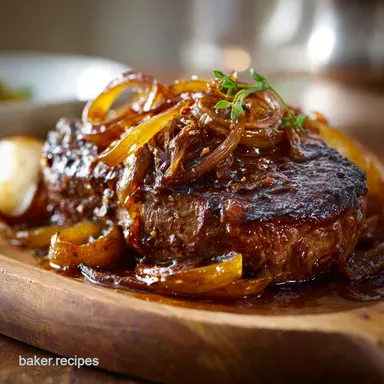 Steak and Onions: Pub-Style Sirloin with Caramelised Onions Recipe Card