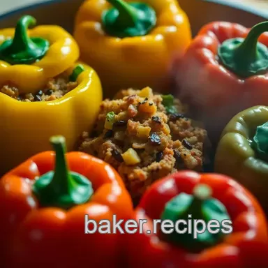 Rainbow Vegan Stuffed Peppers: A Fiesta in a Pepper! Recipe Card