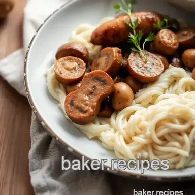 Sautéed Sausage Mushroom Comfort Dish Recipe Card