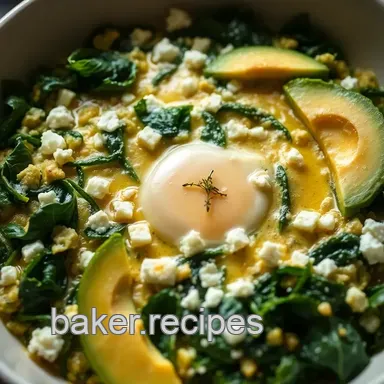 My Easy Healthy Egg Breakfast Recipes: Savory Spinach & Feta Scramble Recipe Card