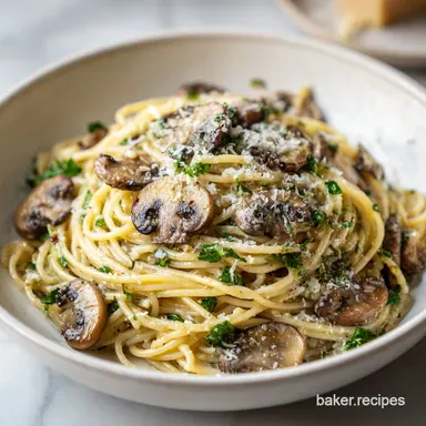 Mushroom Pasta Recipe: Silky Sauce for 4 Servings Recipe Card