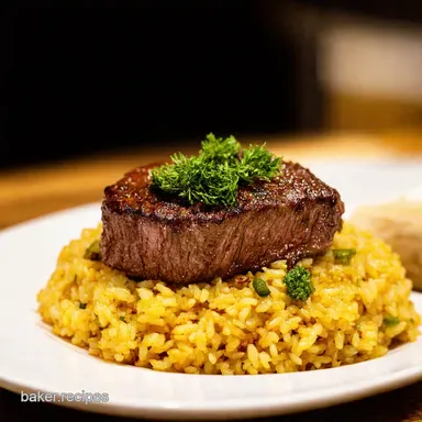 Sizzlin Steak Rice My Savory Garlic Herb Dream Recipe Card