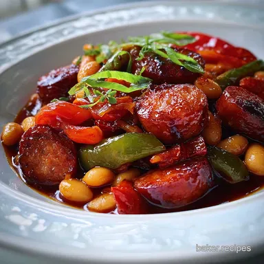 Slow Cooker Kielbasa and Barbecue Beans for 8 Servings Recipe Card