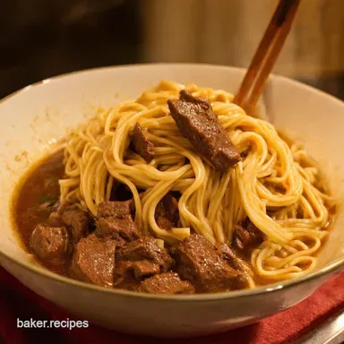 Slow Cooked Beef Noodle Recipe Proper Comfort Food Recipe Card
