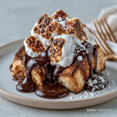 Smores French Toast Casserole Baked Recipe Card