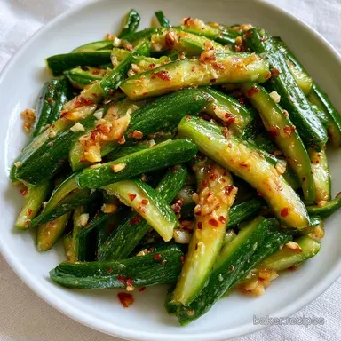 Spicy Garlic Saut&eacute;ed Zucchini in 15 Min Recipe Card