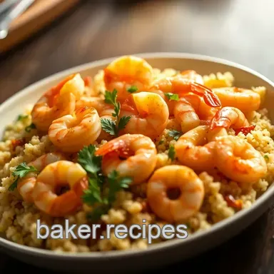 Easy 30 Minute Dinner Ideas: Spicy Garlic Shrimp with Lemon Couscous Recipe Card