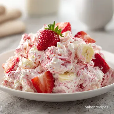 Strawberry Banana Fluff Salad: Creamy Recipe for 10 Servings Recipe Card