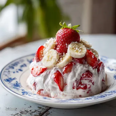 Strawberry Banana Fluff Salad: Creamy Recipe for 10 Servings