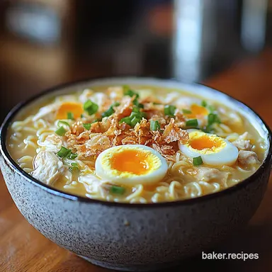 Proper Comfort Rich Chicken egg noodle soup for Sunday Supper Recipe Card