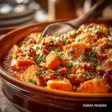 Ground Turkey Sweet Potato Casserole: Healthy Comfort Food for Dinner Recipe Card
