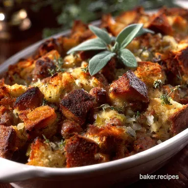 Thanksgiving Stuffing The Ultimate Sage Sausage Recipe for a Crispy Top Recipe Card