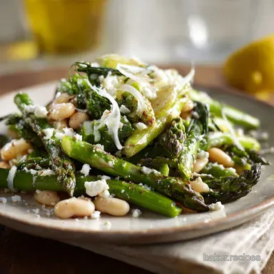 Asparagus and White Bean Salad Easy Spring Recipe with LemonFeta Dressing Recipe Card