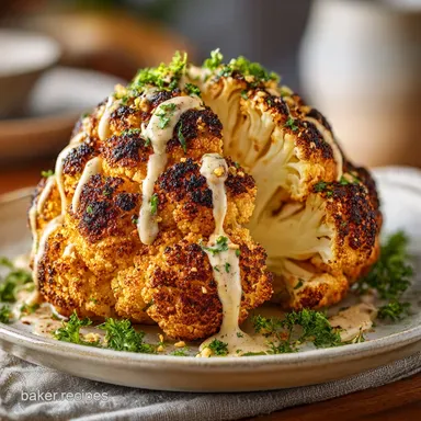 Whole Roasted Cauliflower Recipe for 4 Servings Recipe Card