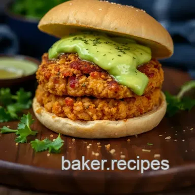 Delicious Zesty Chicken Burger with Avocado Lime Dressing Recipe Recipe Card