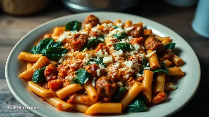Comforting Recipes Using Italian Sausage: Cheesy Spinach Pasta Bake Cheesy Italian Sausage and Spinach Pasta Bake