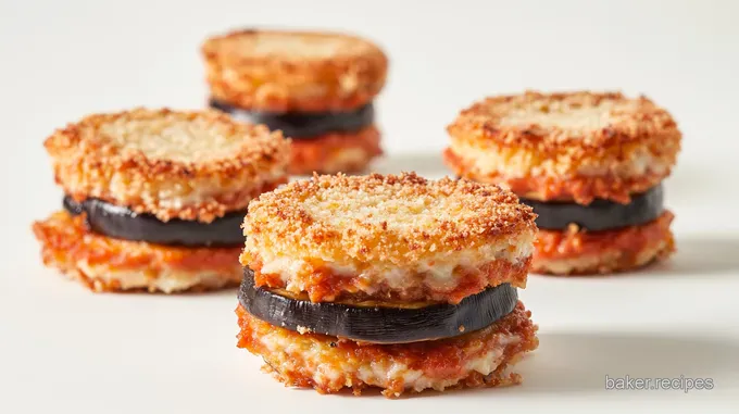 Crispy Baked Eggplant Parmigiana Stacks
