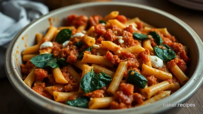 Hearty Baked Ziti with Spinach and Ricotta