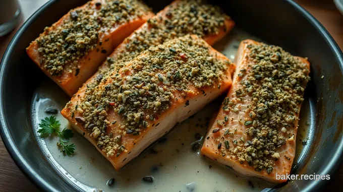 Herb-Crusted Baked Salmon with Lemon-Dill Sauce
