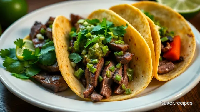 Sizzling Flank Steak Tacos with Zesty Salsa Verde