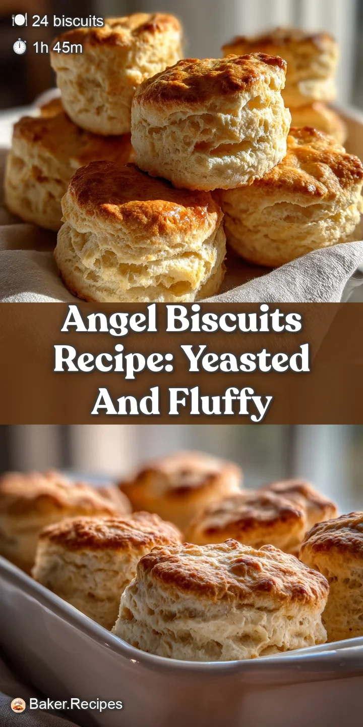 Close-up of a freshly baked angel biscuit showing its airy, layered texture and lightly browned, buttery crust.