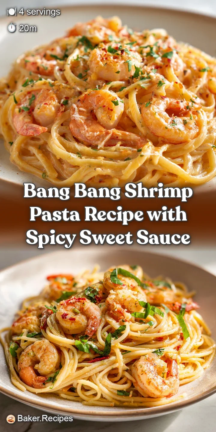 Close-up of juicy, golden-brown shrimp coated in a luscious, glossy sauce, nestled amongst tangled pasta strands with herb...