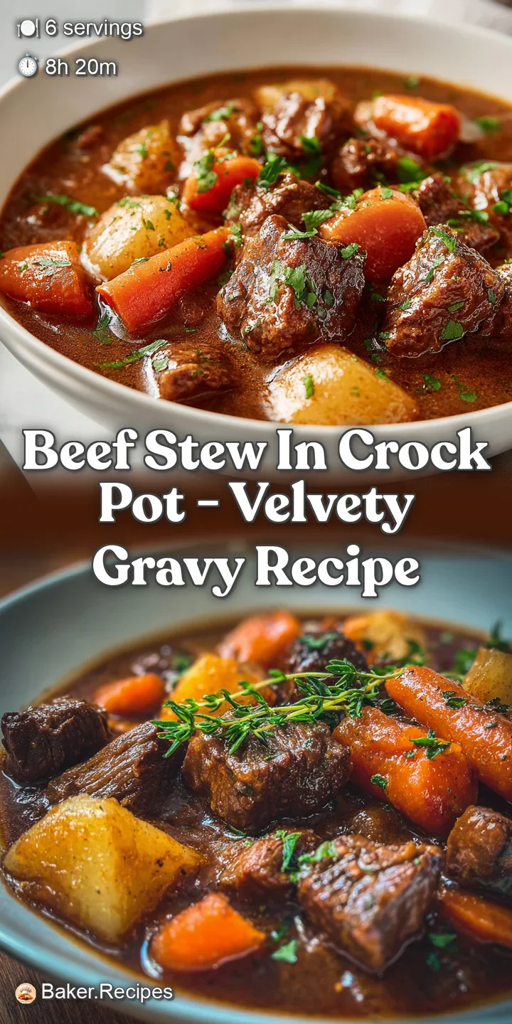Close-up of beef stew, thick, velvety gravy coating tender beef and softened vegetables, steam rising, a truly delicious a...