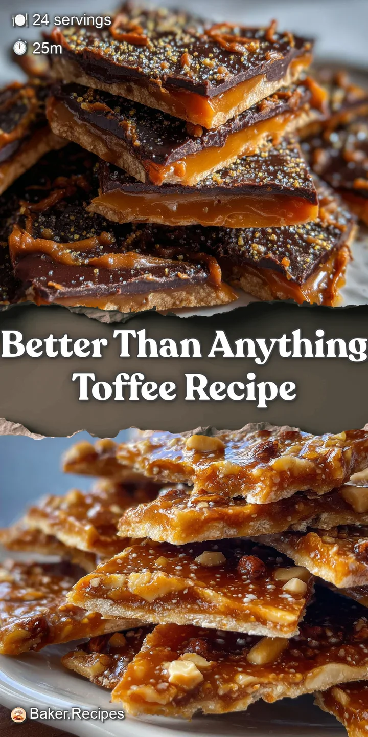 Close-up of toffee showing the textures of melted chocolate, crushed nuts, and rich, golden brown base.