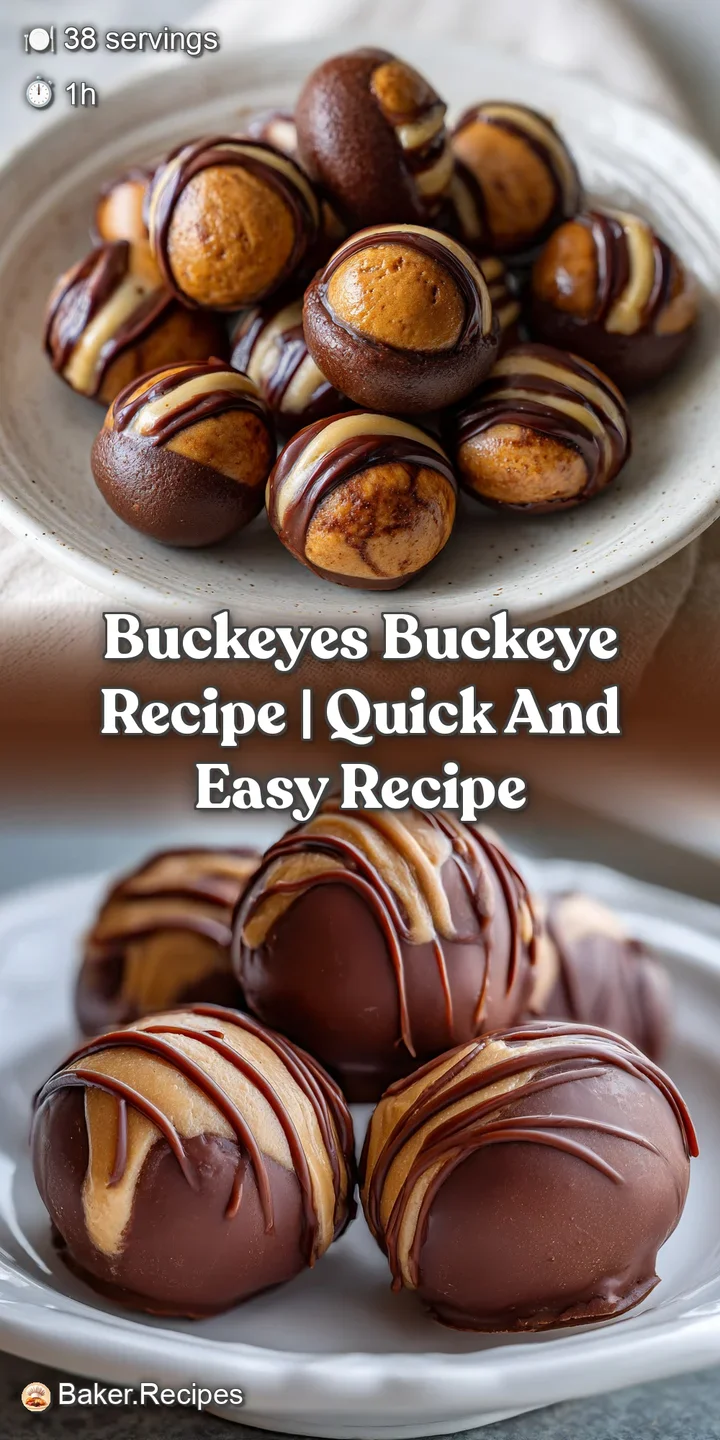 Close-up of a buckeye candy. Smooth, dark chocolate contrasts with the slightly textured, creamy peanut butter center.