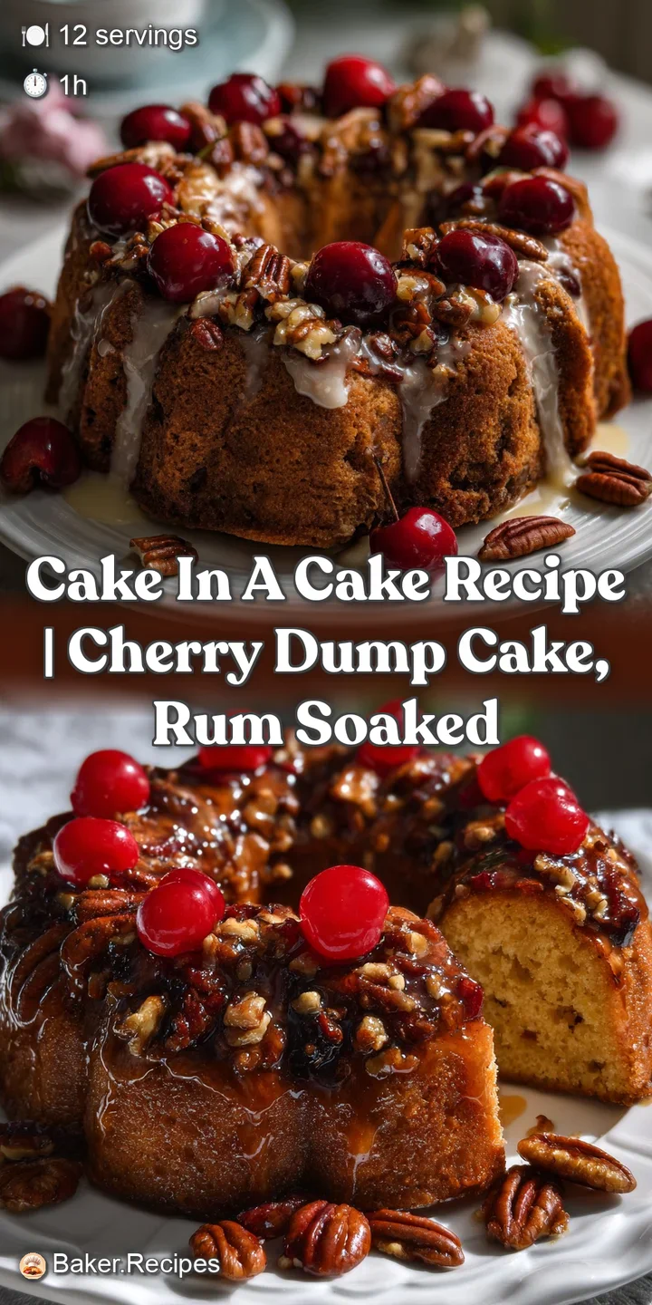 Close-up of a moist, spiced cake with rum-infused notes, adorned with a glossy glaze. The fluffy texture and warmth are cl...