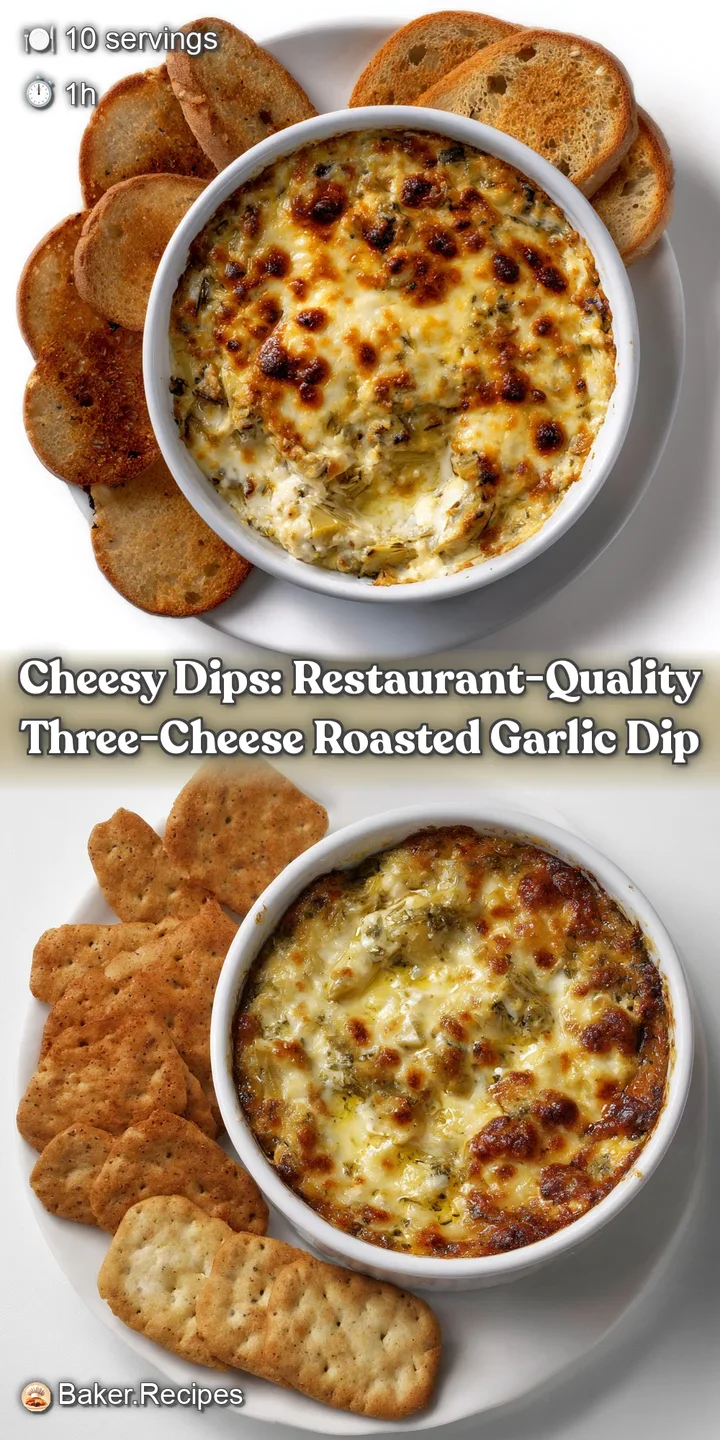 Cheesy Dips: Restaurant-Quality Three-Cheese Roasted Garlic Dip