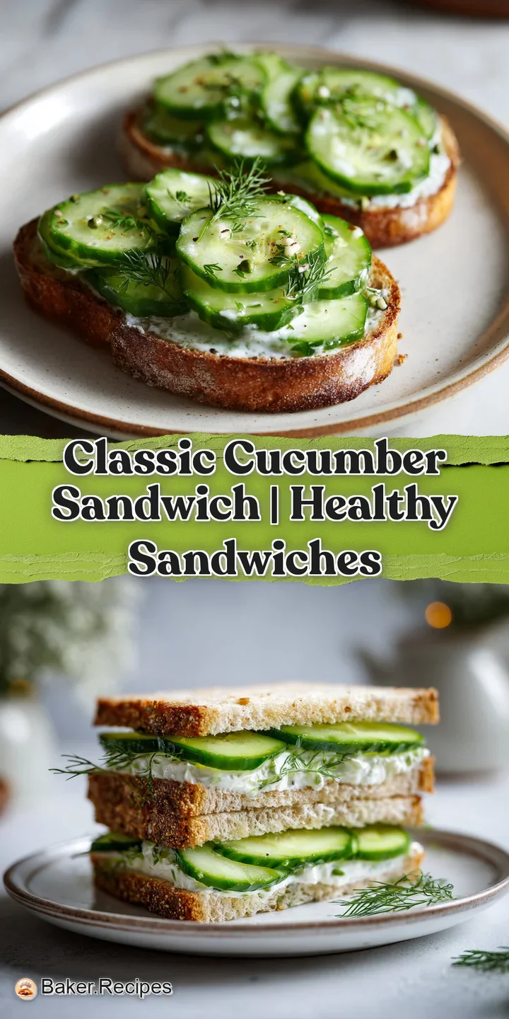 Close-up reveals thin cucumber slices nestled in creamy, white filling; soft bread has a light, airy texture and delicate ...