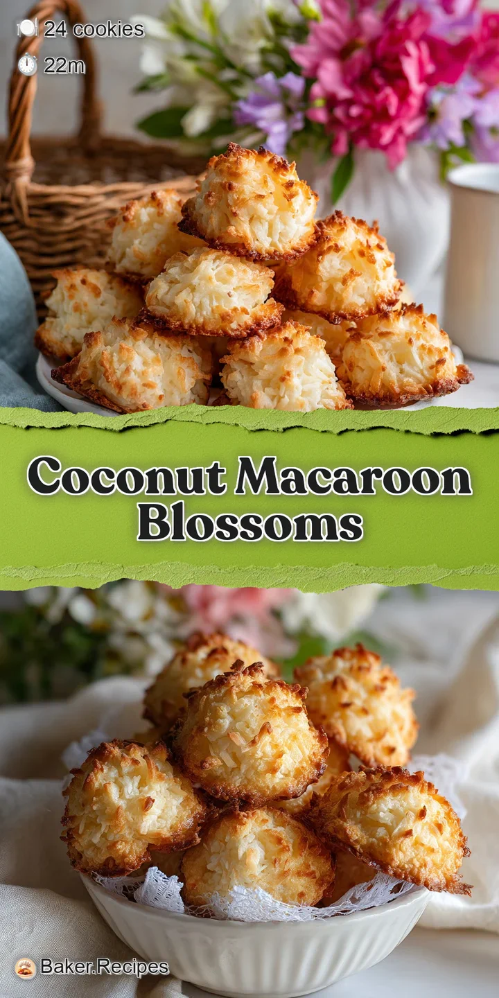 Close-up of a golden macaroon blossom, the chocolate kiss glistening, showing the shredded coconut texture, utterly delici...