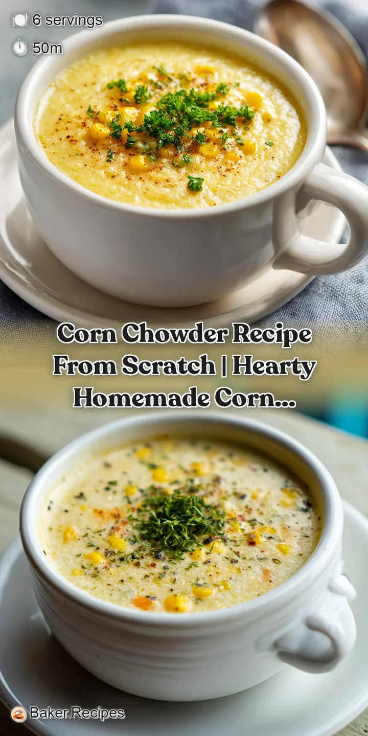 Close-up of silky corn chowder with visible sweet corn kernels and a hint of spice.
