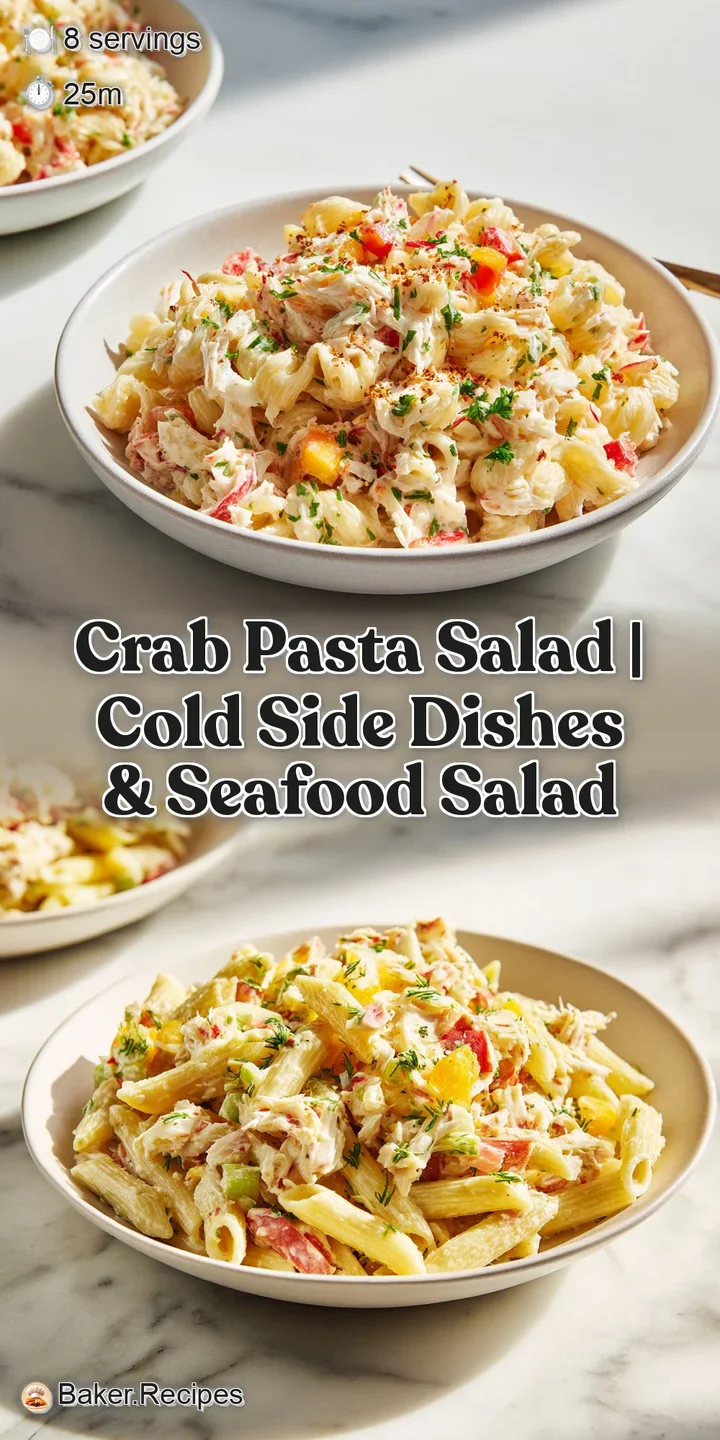 Close-up of tender pasta coated in a rich, creamy sauce with chunks of succulent pink crab meat.