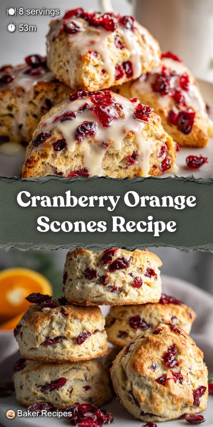 Close-up of a freshly baked cranberry scone, bursting with juicy cranberries and flecks of bright orange zest.