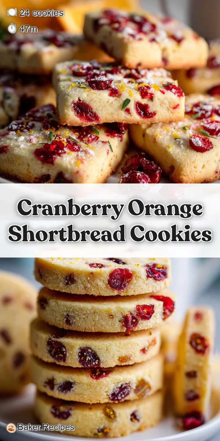 Close-up of a glazed cranberry orange shortbread cookie. Crumbly texture with sweet glaze, flecks of orange zest, and tart...