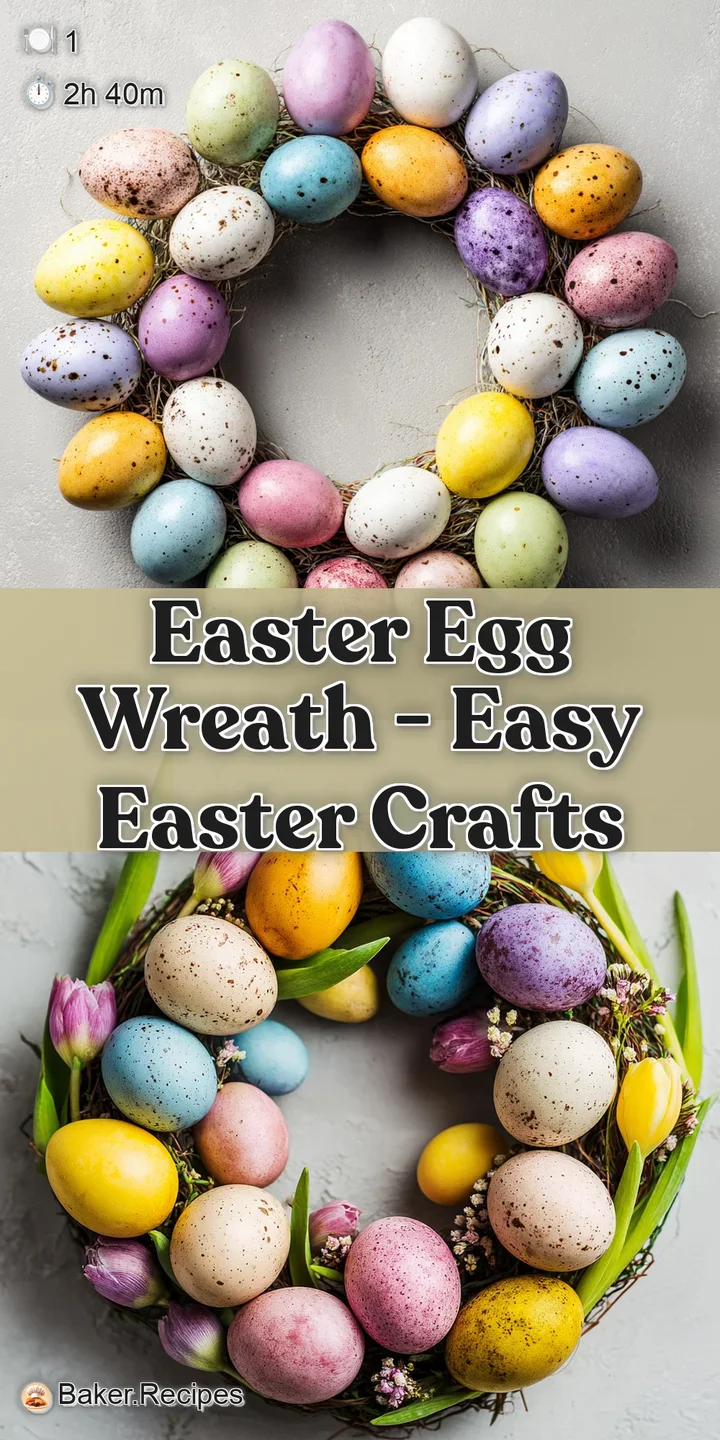 Close-up of a fluffy, golden-brown braided bread ring, showcasing perfectly nestled, bright Easter eggs.